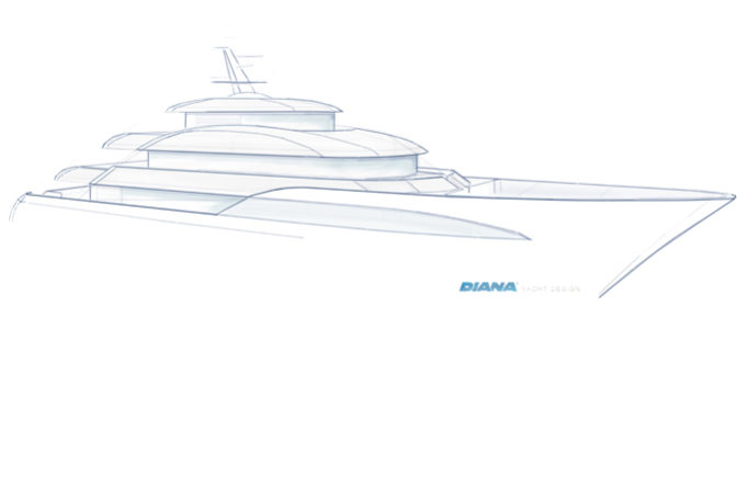 Sketch of Bluebird concept yacht Sketch of Bluebird concept yacht