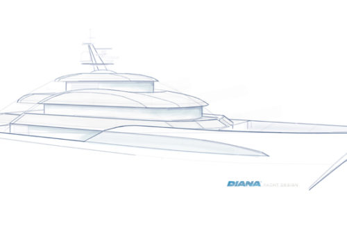 Sketch of Bluebird concept yacht Sketch of Bluebird concept yacht