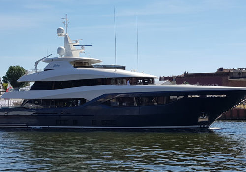 Launch of superyacht Viatoris Viatoris by Conrad Shipyard with naval architecture by Diana Yacht Design
