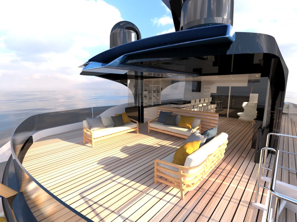 Deck of concept yacht Blue Angel design by Diana Yacht Design
