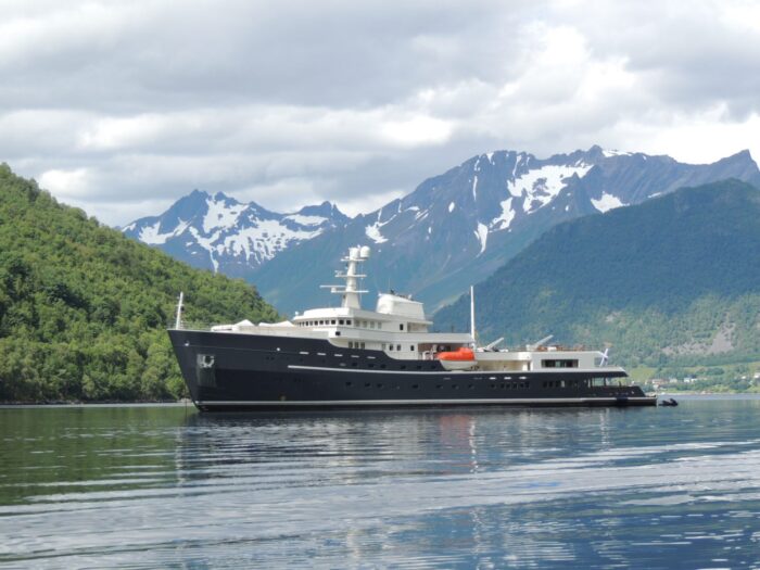 Aqua Lares, in fjord Norway – Diana Yacht Design Superyacht Aqua Lares, ex. Legend in Norwegian Fjords