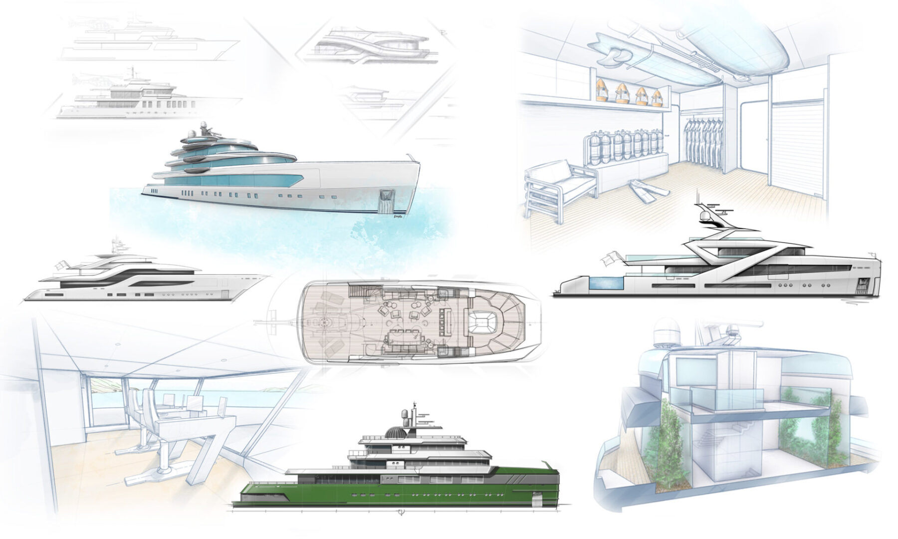 Sketches by Diana Yacht Design