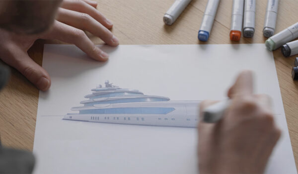 Sketching concept yacht kaizen 70m