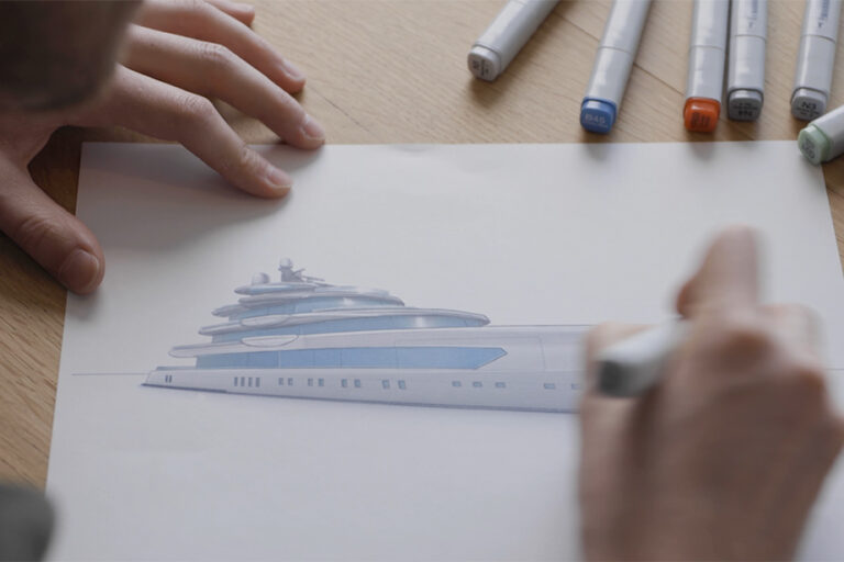 Sketching project Kaizen 70m Sketching concept yacht kaizen 70m