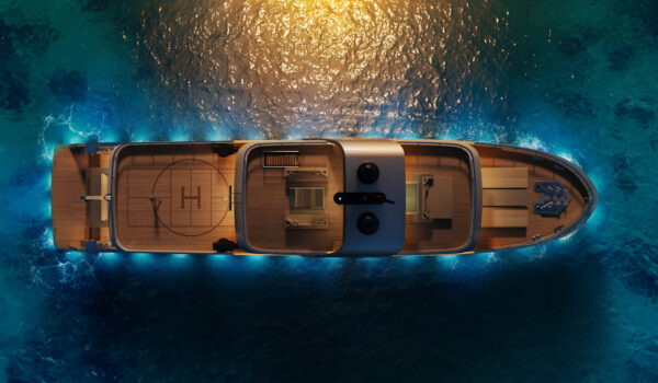 Bird view of 42m superyacht Sea Rover, naval architecture by DIANA