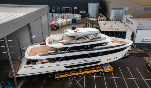 Launch WV0146 LALEBE 02 Lalabe moving out the shed at Van der Valk Shipyard