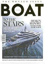 The cover of the 2025 Boat Internatoional Monaco Issue - October 2025 - including the article on the 53m superyacht Limerence.