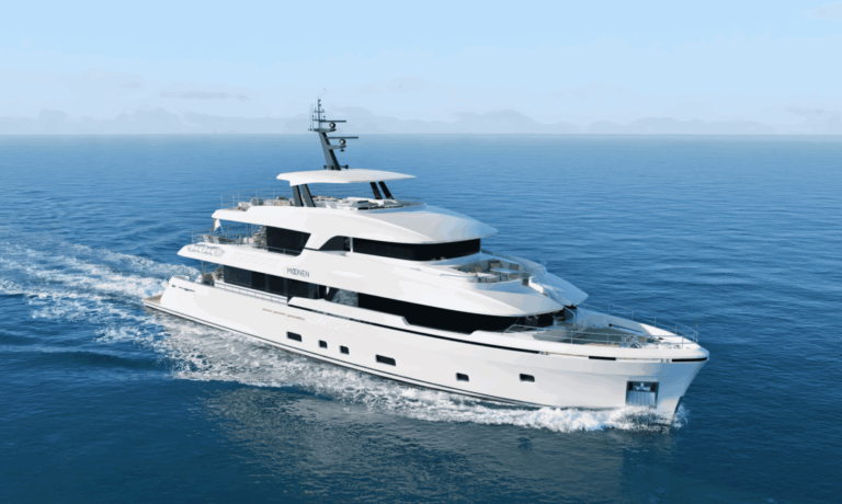Render image of Moonen Martinique 122 - YN 208 exterior design. Naval architecture by Diana Yacht Design