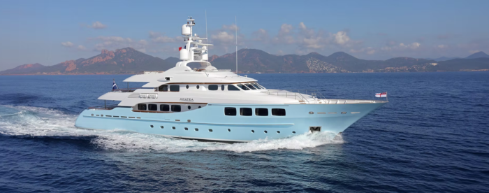 Superyacht MY Awatea, ex MY Trust, built by Royal Hakvoort shipyard, naval architecture by Diana Yacht Design